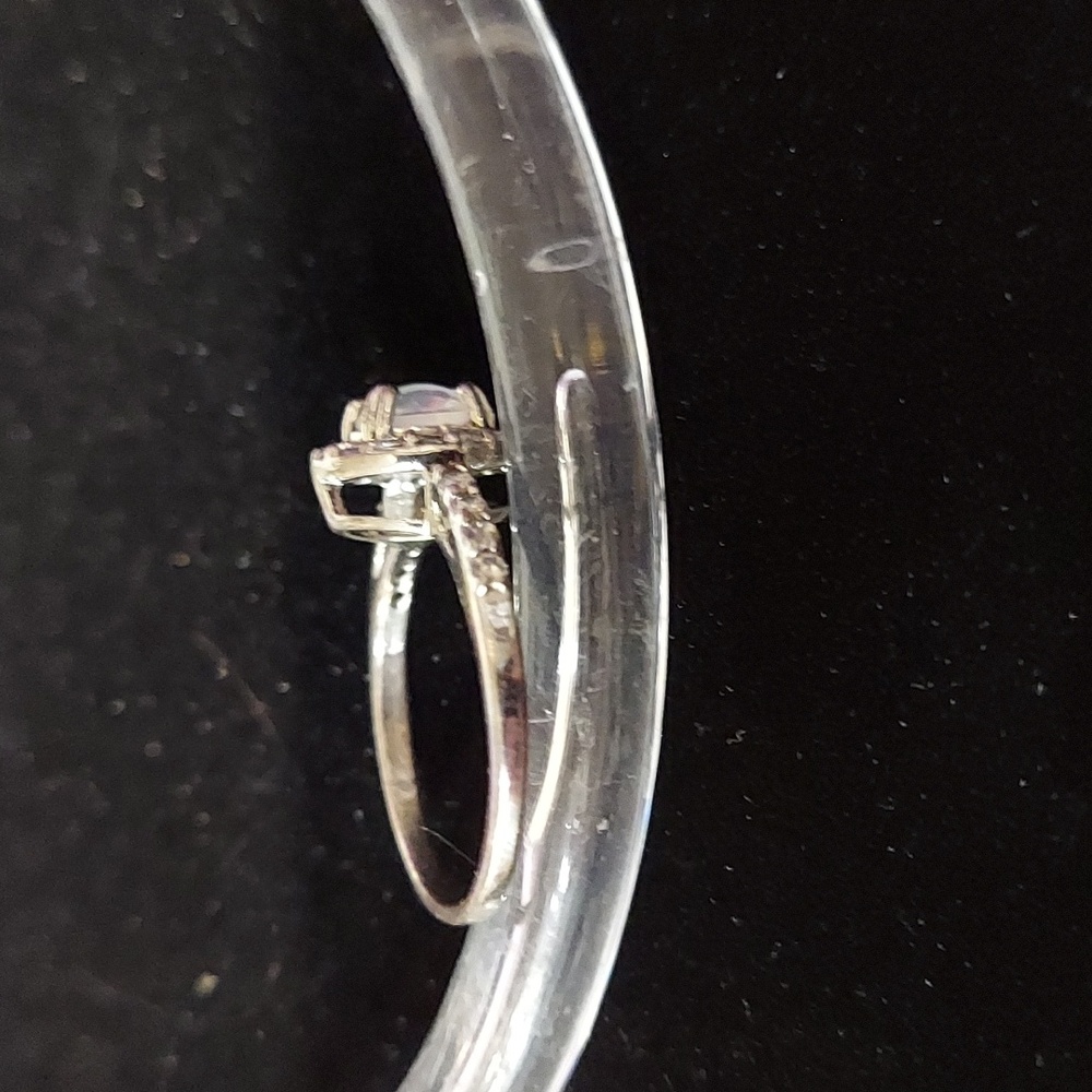 Sterling 925 opalescent and cubic zirconia ring Size 7 - Picture 4 of 4
